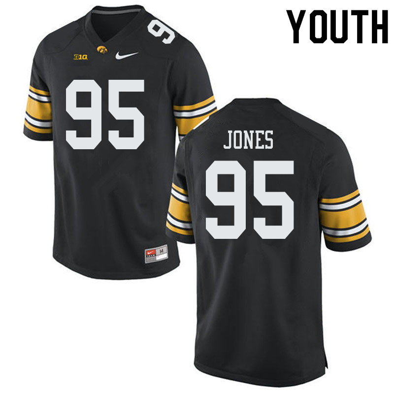 Youth #95 Logan Jones Iowa Hawkeyes College Football Jerseys Sale-Black - Click Image to Close